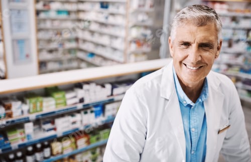 Preview: Chemist, portrait and man with pride, pharmacy and smile for career growth, healthcare and medicine