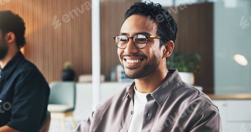 Preview: Business, man and reading on computer in office for real estate, property research and web listing