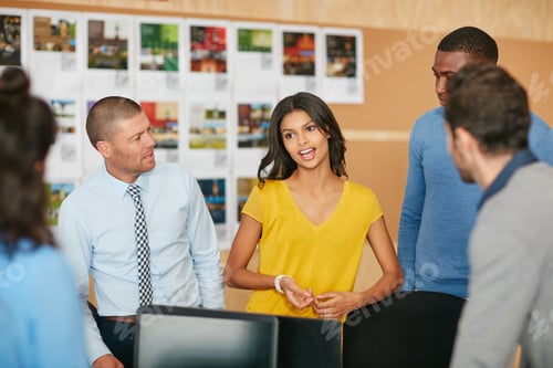 Preview: Business people, travel agency and meeting with team for agenda, tasks or services in office