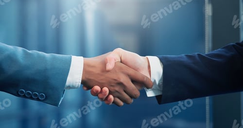 Preview: Business, people and meeting with handshake in office for greeting, welcome and investment deal