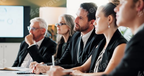 Preview: Meeting, team or people in office with briefing, problem solving or funding idea in strategy