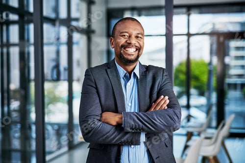 Preview: Smile, man and portrait with arms crossed in office for legal aid, practice management or about us