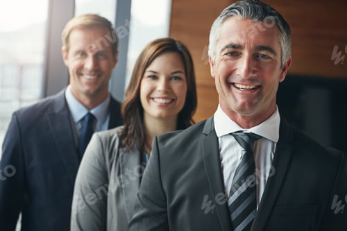 Preview: Smile, portrait and group of people in office for leadership, solidarity and pride at law firm