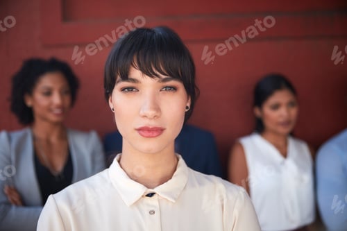 Preview: Journalist, team or woman with portrait, experience or career pride as publication manager