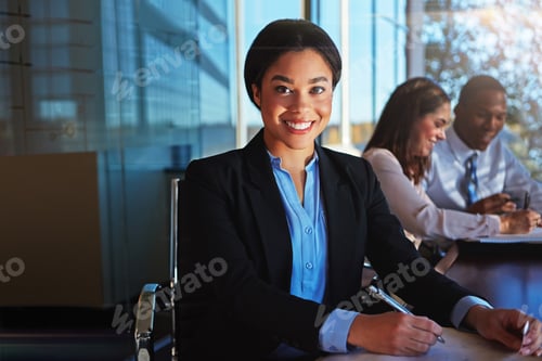 Preview: Meeting, notebook and portrait of business woman with notes for planning