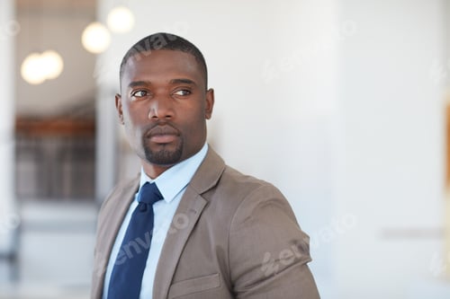 Preview: Ambitious, employee and man in office, thinking and planning for financial growth, ideas or serious