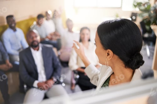 Preview: Woman, presentation and explain in team training, skill development or business workshop
