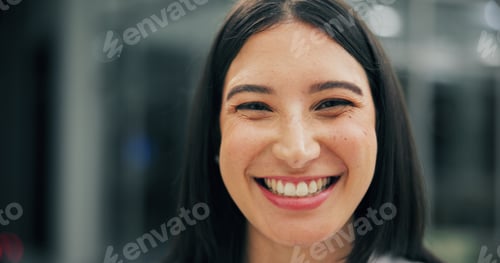 Preview: Dental, portrait and woman in clinic with smile, mouth and tooth wellness in orthodontics