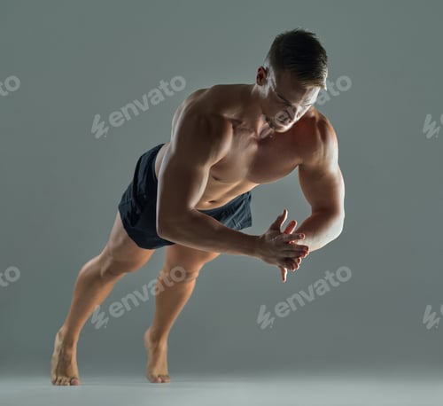 Preview: Fitness, man or clapper pushup for training, muscle development or arm exercise with health