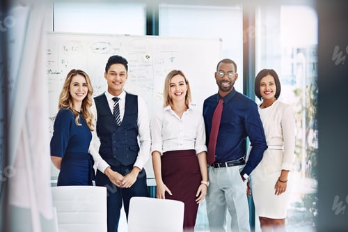 Preview: Portrait, group and team with smile, office and confident for career development