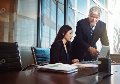 Preview: Documents, conversation and business people in office for investment proposal in collaboration