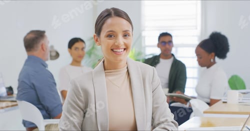 Preview: Smile, portrait and meeting with business woman in office for internship, design agency or pride