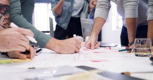 Preview: Business people, hands or planning with team or mindmap for project brainstorming