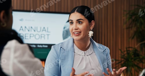 Preview: Talk, team and meeting with business woman in office for venture capitalist, advisor or planning