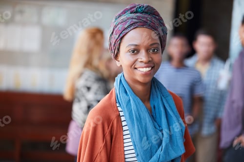 Preview: College student, woman and portrait at campus for study, scholarship or development