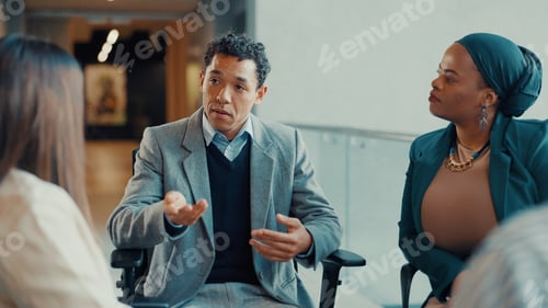 Preview: Office, training and man with group, talking and explaining market opportunity to team and workshop