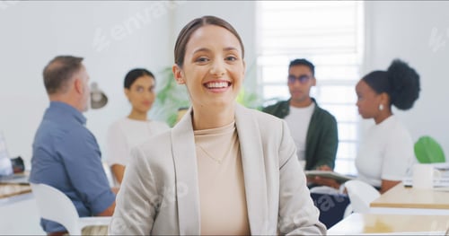 Preview: Smile, portrait and professional with business woman in office for internship