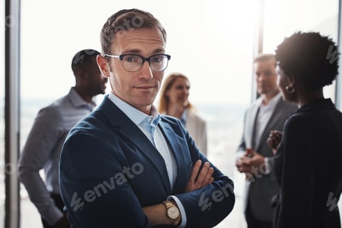 Preview: Businessman, portrait or meeting with confidence in boardroom for corporate discussion together