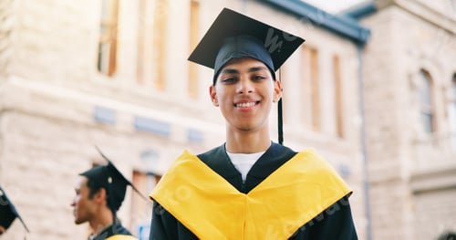 Preview: Graduation, portrait and smile of student man on campus for college or university success