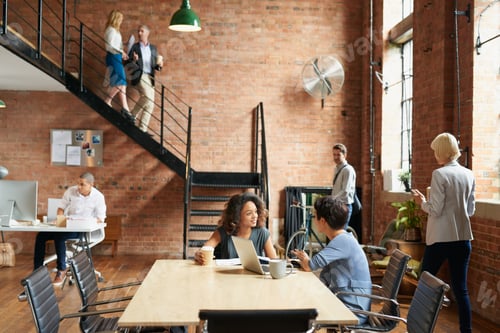 Preview: Meeting, discussion and business people with creative team for company vision together in office