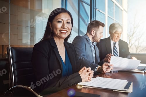 Preview: Portrait, financial advisor and woman in meeting, smile and documents for investment opportunity