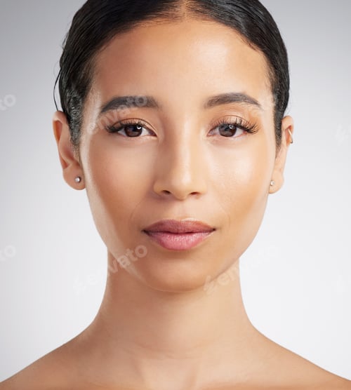 Preview: Beauty, portrait and wellness with woman in studio for cosmetology or dermatology results
