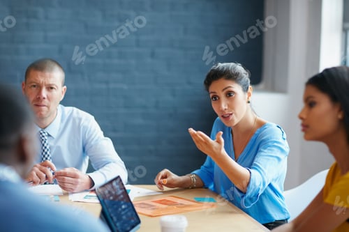 Preview: Meeting, business and woman talk in office for planning, finance report and data analysis