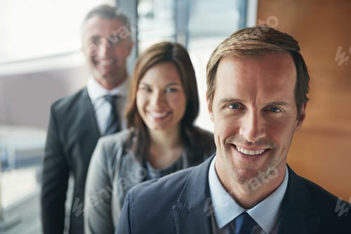 Preview: Mission, portrait and team with business man in office for about us, leadership