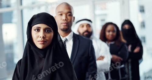 Preview: Team, diversity and portrait of business woman in office for leadership