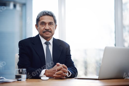 Preview: Office, mature and portrait of business man for financial career, risk assessment and confident
