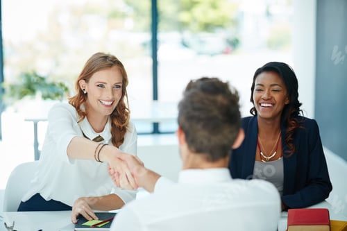 Preview: Business people, deal and shaking hands in office for agreement, financial partnership and offer