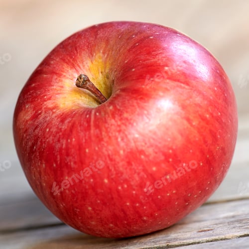 Preview: Natural, organic and apple on table with red color, fiber and antioxidants for digestion benefits