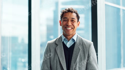 Preview: Journalist, portrait or man in agency with smile, experience or pride in media job
