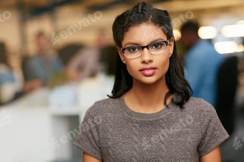 Preview: Creative woman, portrait and intern with glasses in office for career opportunity or development
