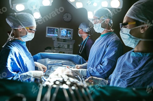 Preview: Doctor, surgery and people in operating room, healthcare and hospital emergency service