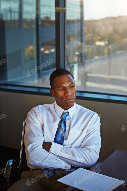 Preview: Arms crossed, businessman or thinking with notes in office for planning, lawsuit decision or ideas