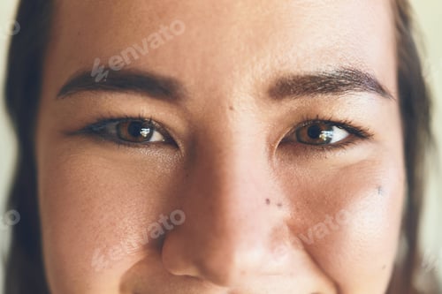 Preview: Sight, closeup and eyes with portrait of woman for optical wellness, optometry checkup and vision