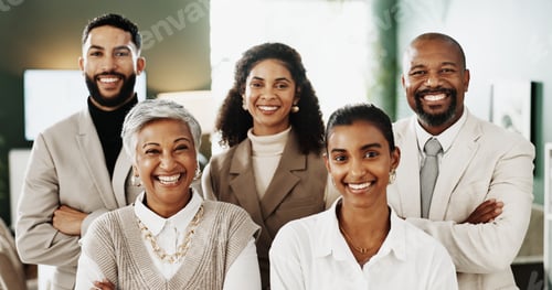 Preview: Realtor, portrait or team in office with smile, pride or ambition in property management