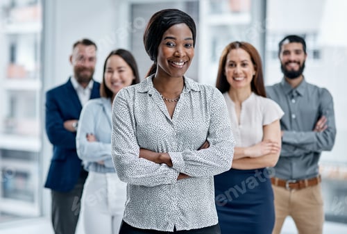 Preview: Crossed arms, team and portrait of business people in office with confidence for finance career