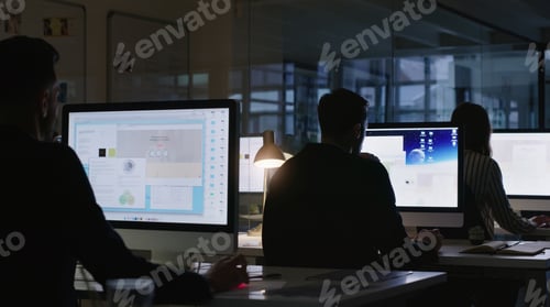 Preview: Computer, research and planning with business people in office for coworking