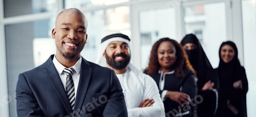 Preview: Smile, leadership and portrait of business man in office for team building, mission and about us