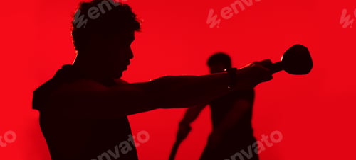 Preview: Fitness, collage or people in studio with strength training, kettlebell