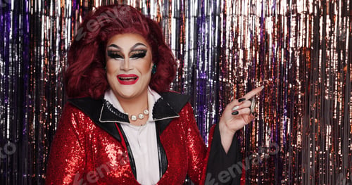 Preview: Pride, drag artist or streamer decoration with makeup for transformation, beauty or performance