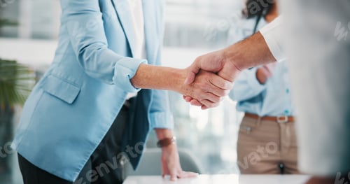 Preview: Business, office and people shaking hands in agreement for finance deal, partnership or negotiation