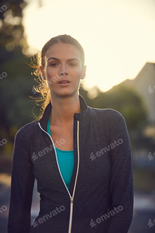 Preview: Exercise, morning and portrait of woman outdoor for cardio challenge or training dedication