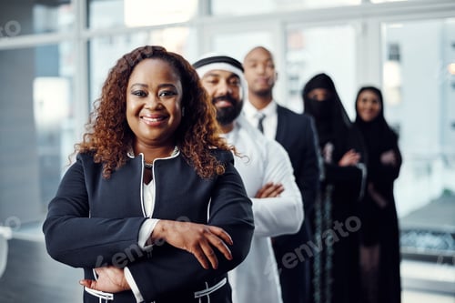 Preview: Smile, leadership and portrait of business woman in office for team building, mission and about us