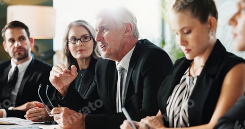 Preview: Business, people and director in office with discussion, finance audit and AGM meeting for feedback