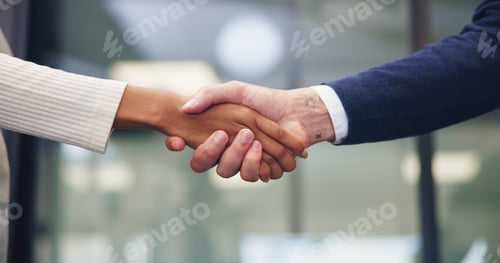 Preview: Meeting, office and handshake with business people for partnership, deal or agreement together