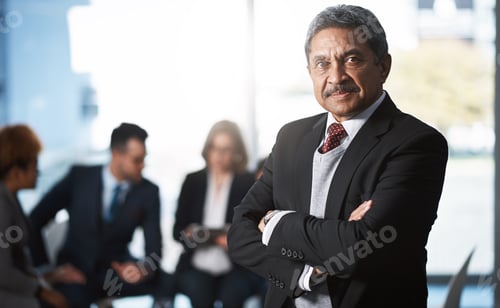 Preview: Business, man and arms crossed portrait in meeting for legal counsel, practice management and trust