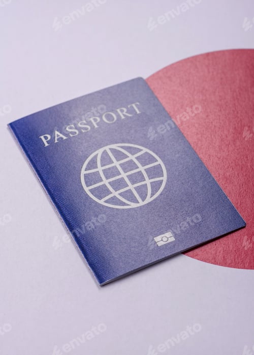 Preview: Japanese passport or id document with tickets for flight, travel, border crossing. Japan passport